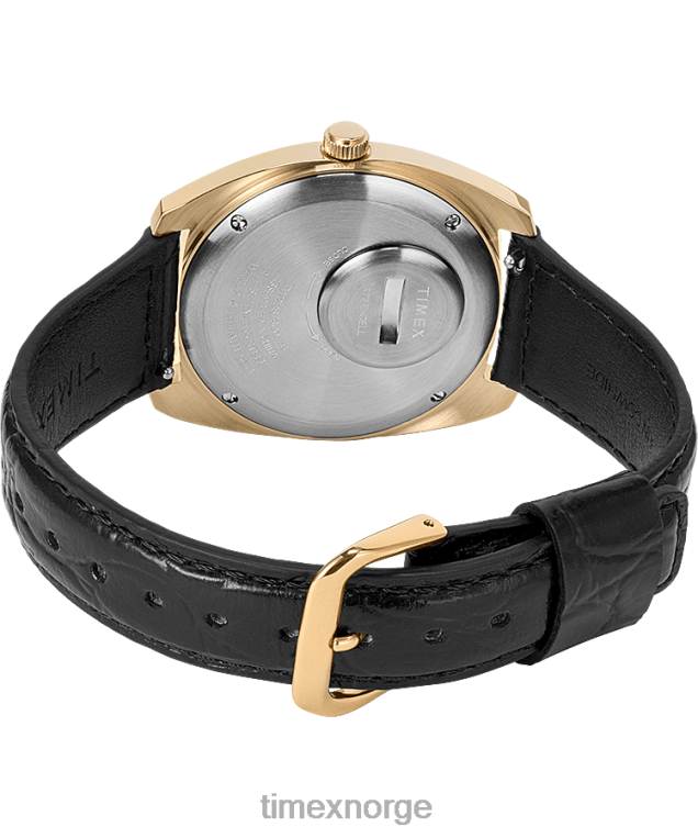 klokker | Q Timex 1975 nyutgivelse dags dato 38 mm lærreim klokke menn B84BR313 gull-tone/svart/champagne - Image 4