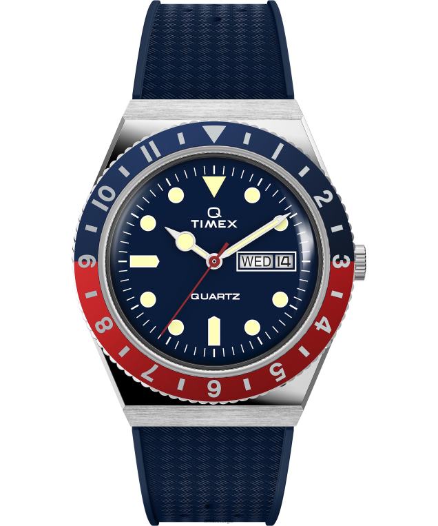 klokker_q_timex_38_mm_klokke_med_reim_i_syntetisk_gummi_menn_b84br72_rustfritt_stal_blatt.jpg klokker | Q Timex 38 mm klokke med reim i syntetisk gummi menn B84BR72 rustfritt stål/blått - Image 1