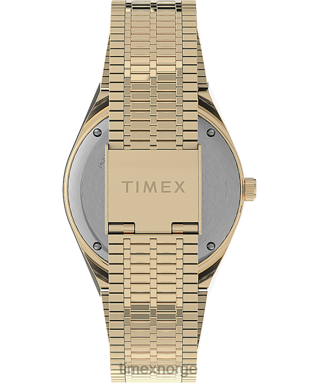 klokker | Q Timex gjenutgi 38 mm armbåndsur i rustfritt stål menn B84BR127 gull-tone/rustfritt stål/blått - Image 3