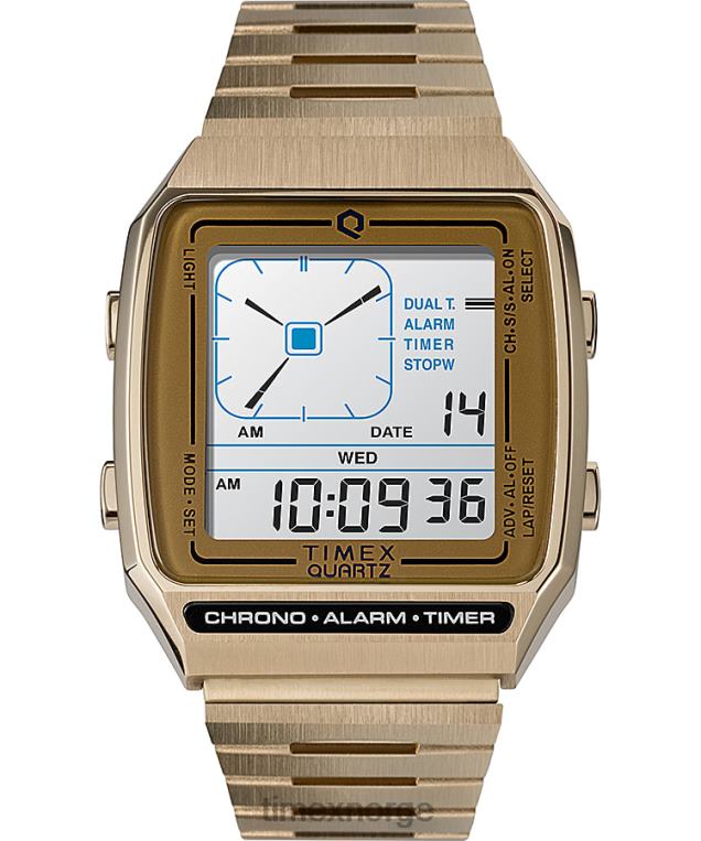 klokker_q_timex_gjenutgi_digital_lca_325_mm_armbandklokke_i_rustfritt_stal_menn_b84br73_gull_tone.jpg klokker | Q Timex gjenutgi digital lca 32,5 mm armbåndklokke i rustfritt stål menn B84BR73 gull-tone - Image 1