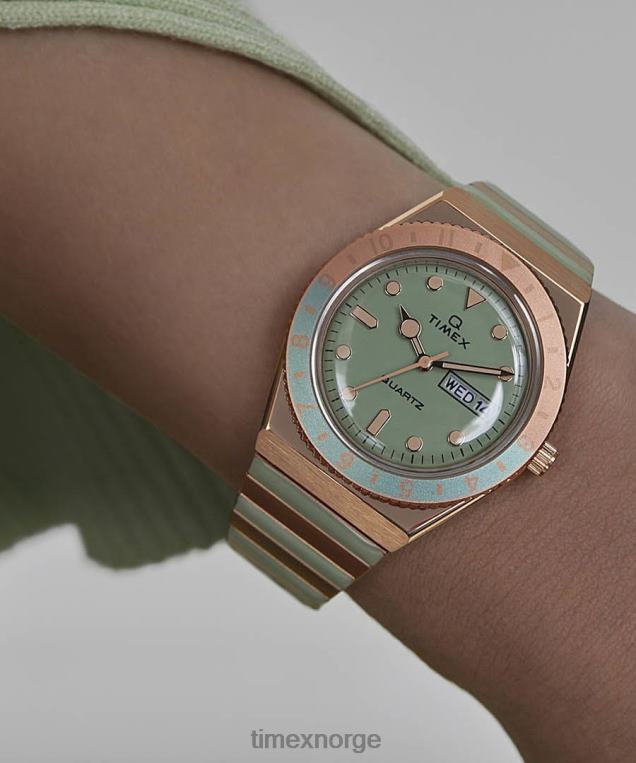 klokker | Q Timex malibu 36 mm ekspansjonsbåndklokke i rustfritt stål kvinner B84BR338 rosa-gull-tone/grønn - Image 2