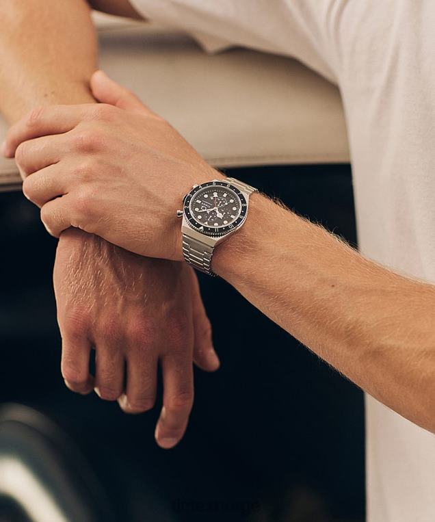 klokker | Q Timex tre tidssone kronograf 40 mm armbåndsur i rustfritt stål menn B84BR61 rustfritt-stål/svart/annet - Image 4