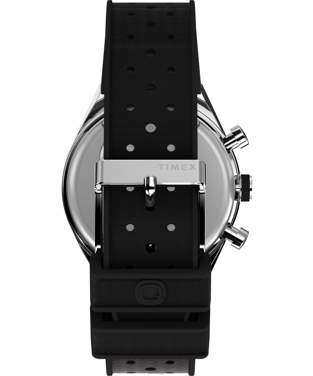 klokker | Q Timex tre tidssone kronograf 40mm syntetisk gummirem klokke menn B84BR63 rustfritt stål/svart/grønn - Image 3