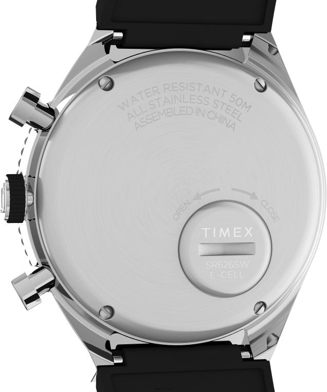 klokker | Q Timex tre tidssone kronograf 40mm syntetisk gummirem klokke menn B84BR64 rustfritt stål/svart/hvit - Image 4