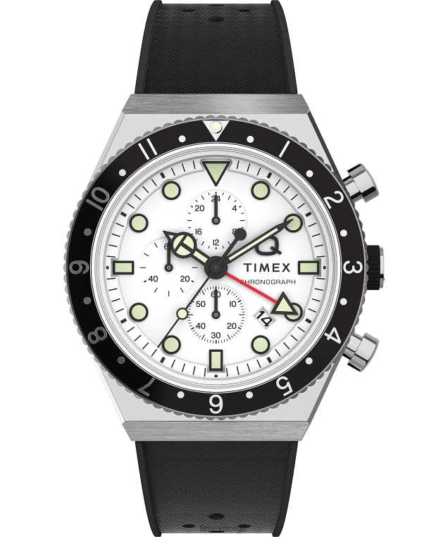 klokker_q_timex_tre_tidssone_kronograf_40mm_syntetisk_gummirem_klokke_menn_b84br64_rustfritt_stal_svart_hvit.png klokker | Q Timex tre tidssone kronograf 40mm syntetisk gummirem klokke menn B84BR64 rustfritt stål/svart/hvit - Image 1
