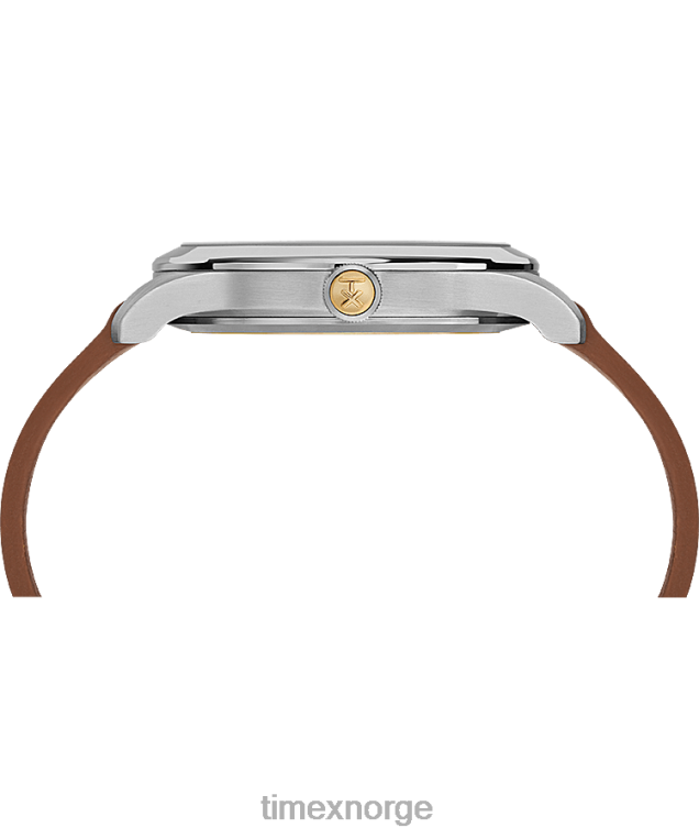 klokker | Timex american documents 41mm lærremsklokke menn B84BR279 rustfritt stål/brun/blå - Image 2