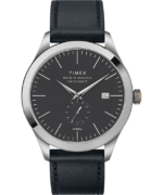 klokker | Timex american documents 41mm lærremsklokke menn B84BR281 rustfritt stål/blått/grå