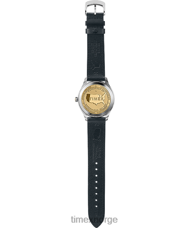 klokker | Timex american documents 41mm lærremsklokke menn B84BR281 rustfritt stål/blått/grå - Image 4