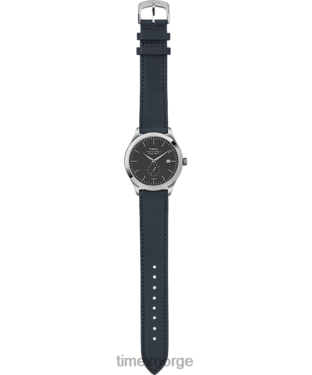 klokker | Timex american documents 41mm lærremsklokke menn B84BR281 rustfritt stål/blått/grå - Image 5