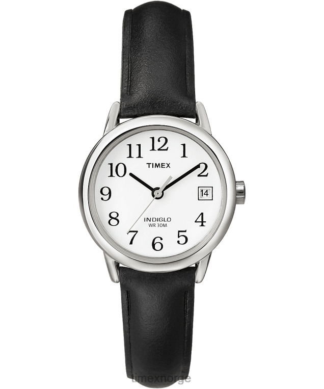 klokker | Timex easy reader 25mm lærremsklokke kvinner B84BR389 sølv-tone/sort/hvit - Image 1