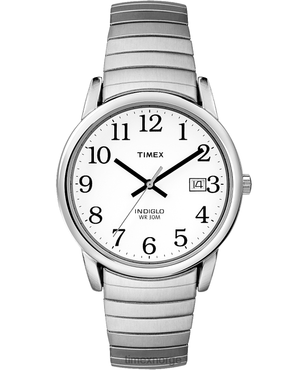 klokker | Timex easy reader 35 mm utvidelsesbåndklokke menn B84BR300 sølv-tone/rustfritt-stål/hvit - Image 1