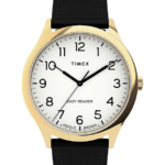 klokker | Timex easy reader gen1 40mm lærremsklokke menn B84BR190 gull-tone/svart/hvit