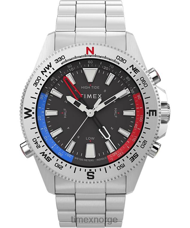 klokker | Timex ekspedisjon nord tidevann-temp-kompass 43 mm armbåndsur i rustfritt stål menn B84BR141 rustfritt stål/svart - Image 1