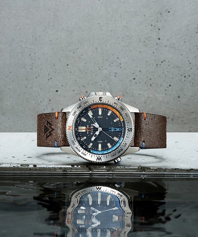 klokker | Timex ekspedisjon nord tidevann-temp-kompass 43 mm miljøvennlig klokke i lærreim menn B84BR203 rustfritt stål/brun/svart - Image 2