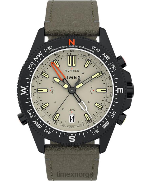 klokker | Timex ekspedisjon nord tidevann-temp-kompass 43 mm miljøvennlig klokke i lærreim menn B84BR235 svart/naturlig - Image 1