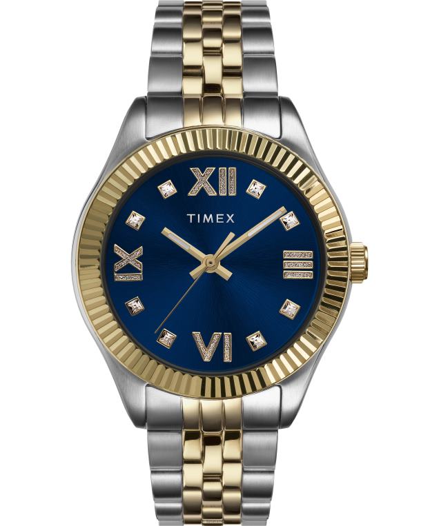 klokker | Timex eldre 34 mm armbåndsur i rustfritt stål kvinner B84BR326 tofarget/blått - Image 1