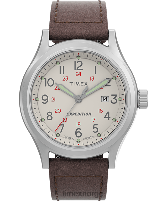 klokker | Timex expedition north sierra 40mm lærremsklokke menn B84BR188 rustfritt stål/brun/kremfarget - Image 1
