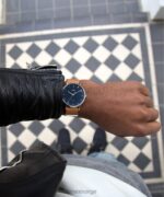 klokker | Timex fairfield slip-thru 41 mm lærremsklokke menn B84BR198 krom/brun/blå - Image 2