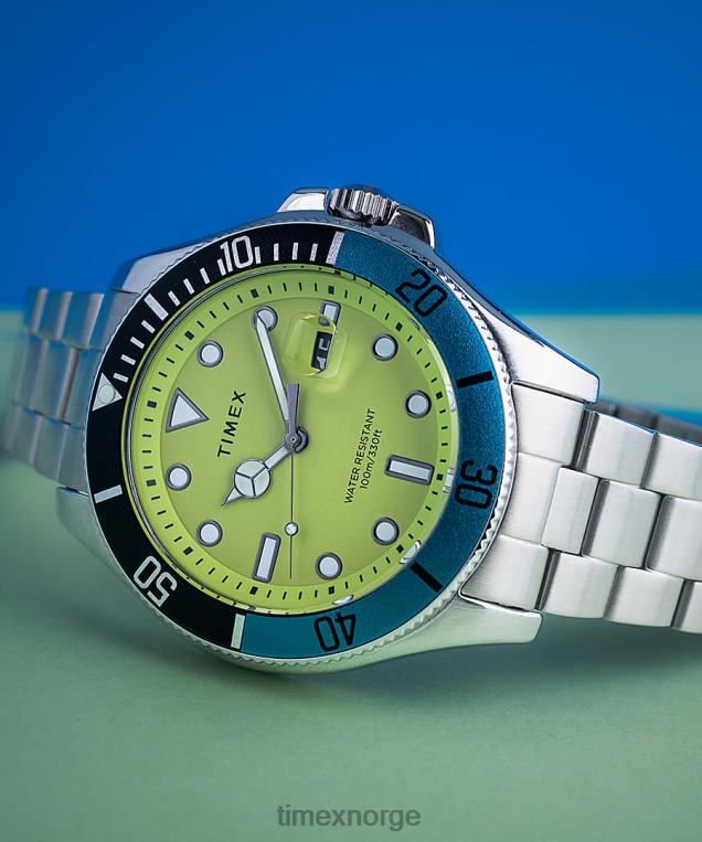 klokker | Timex Harbourside Coast 43mm armbåndsur i rustfritt stål menn B84BR133 rustfritt stål/grønn - Image 2