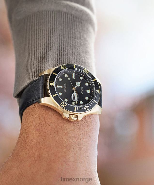 klokker | Timex Harbourside Coast 43mm lærreim klokke menn B84BR132 gull-tone/svart - Image 2