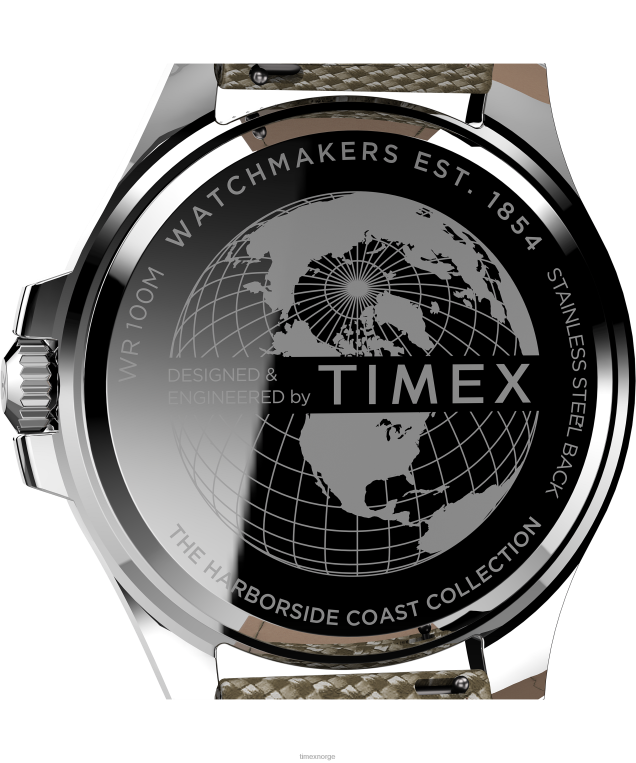 klokker | Timex Harbourside Coast 43mm stoffremseklokke menn B84BR117 sølv-tone/tan/svart - Image 4