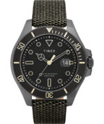 klokker | Timex Harbourside Coast 43mm stoffremseklokke menn B84BR126 gunmetal/grønn/svart