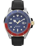 klokker | Timex Harbourside Coast automatisk 43mm lærremsklokke menn B84BR129 tofarget/brun/blå/annet