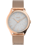klokker | Timex himmelsk overflod 32 mm båndklokke i rustfritt stål mesh kvinner B84BR352 rosa-gull-tone/hvit