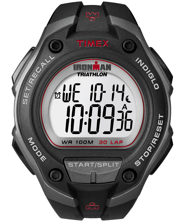 klokker | Timex ironman classic 30 klokke i overdimensjonert harpiksrem menn B84BR314 grå/svart - Image 1