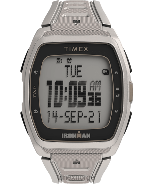klokker | Timex ironman t300 klokke med silikonrem menn B84BR261 hvit svart - Image 1