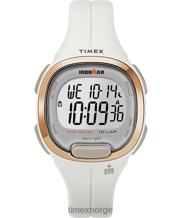 klokker | Timex ironman transit 33 mm klokke i mellomstørrelse harpiksreim kvinner B84BR407 hvit/rosa-gull-tone - Image 1