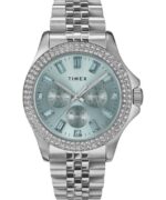 klokker | Timex kaia multifunksjons 40mm armbåndsur i rustfritt stål kvinner B84BR353 sølv-tone/blå