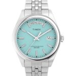 klokker | Timex legacy day and date 36mm armbåndsur i rustfritt stål kvinner B84BR375 sølv-tone/blå