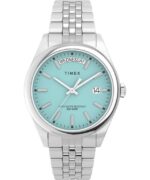 klokker | Timex legacy day and date 36mm armbåndsur i rustfritt stål kvinner B84BR375 sølv-tone/blå