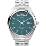 klokker | Timex legacy day and date 41mm armbåndsur i rustfritt stål menn B84BR163 rustfritt stål/blågrønt