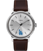 klokker | Timex marlin automatisk 40 mm lærremsklokke med los angeles dodgers menn B84BR291 rustfritt stål/brun/sølv-tone
