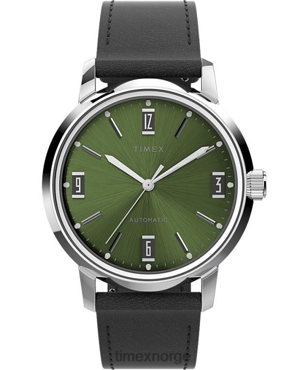 klokker | Timex marlin automatisk 40mm lærremsklokke menn B84BR228 rustfritt stål/svart/grønn - Image 1