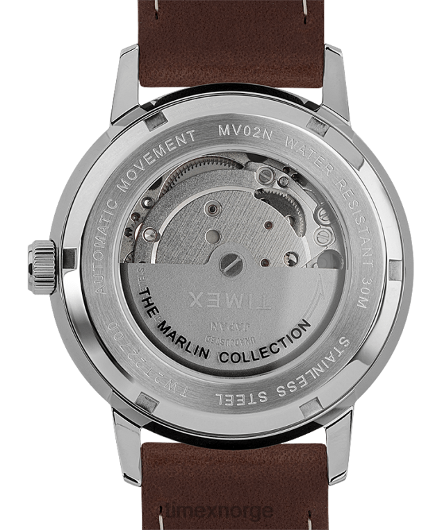 klokker | Timex marlin automatisk 40mm lærremsklokke menn B84BR56 brun/sølv-tone - Image 4