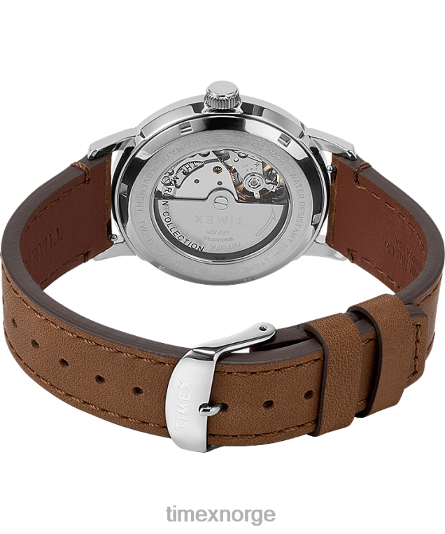 klokker | Timex marlin automatisk california dial 40mm lærremsklokke menn B84BR57 rustfritt stål/brun/naturlig - Image 4
