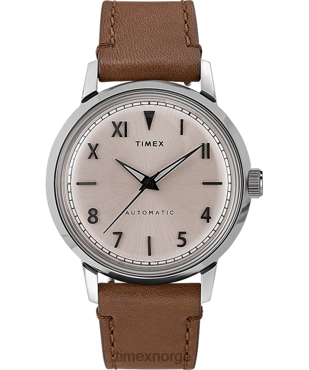 klokker | Timex marlin automatisk california dial 40mm lærremsklokke menn B84BR57 rustfritt stål/brun/naturlig - Image 1
