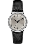 klokker | Timex marlin håndviklet 34 mm lærremsklokke menn B84BR77 svart/sølv-tone