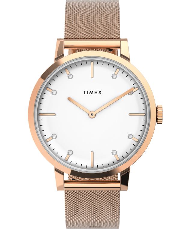 klokker | Timex midtown 36 mm armbåndsur i rustfritt stål kvinner B84BR330 rosa-gull-tone/sølv-tone - Image 1