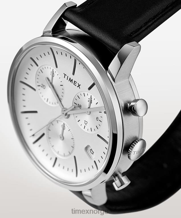 klokker | Timex midtown chronograph 40 mm lærremsklokke menn B84BR93 rustfritt stål/brun/hvit - Image 3