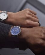 klokker | Timex midtown chronograph 40 mm lærremsklokke menn B84BR94 rustfritt stål/blått - Image 3
