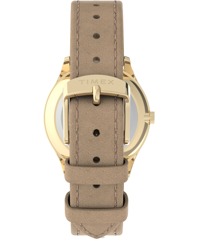 klokker | Timex moderne kjole 32mm lærreim klokke kvinner B84BR386 gull-tone/tan/hvit - Image 3