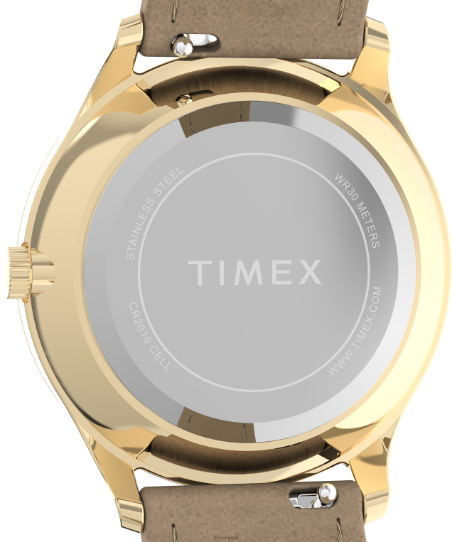 klokker | Timex moderne kjole 32mm lærreim klokke kvinner B84BR386 gull-tone/tan/hvit - Image 4