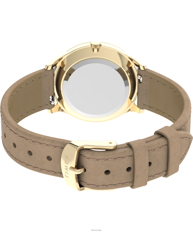 klokker | Timex moderne kjole 32mm lærreim klokke kvinner B84BR386 gull-tone/tan/hvit - Image 5