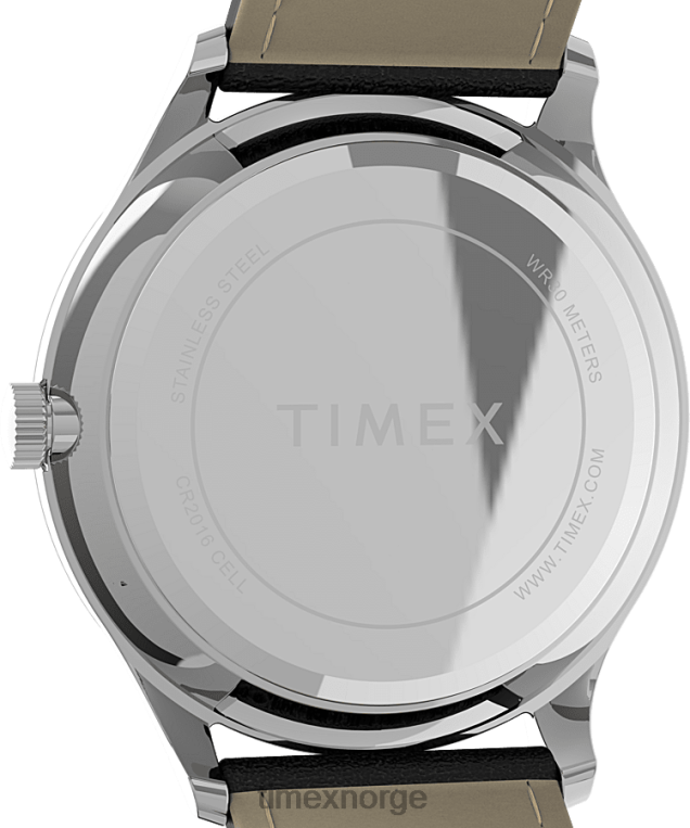 klokker | Timex moderne lettleser 40mm lærremsklokke menn B84BR189 sølv-tone/svart - Image 4
