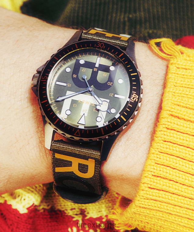 klokker | Timex navi x iceberg 38mm stoffremseklokke menn B84BR111 titan/grønn - Image 2