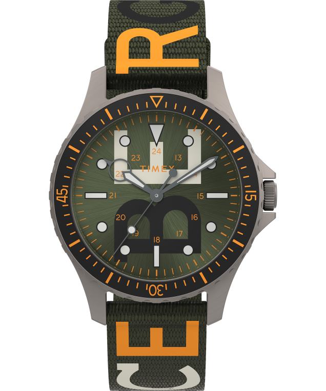 klokker | Timex navi x iceberg 38mm stoffremseklokke menn B84BR111 titan/grønn - Image 1